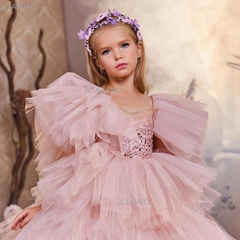 Children Performance Princess Vintage Dress Birthday Piano Recital Evening Gown Pageant Long Train Formal Celebration Outfit