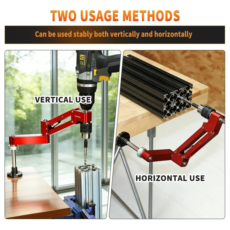 Tapping Cantilever Bracket Aluminum Frame Horizontal Vertical Adjustable Positioning Hands-Free Tapping Stand for Electric Drill