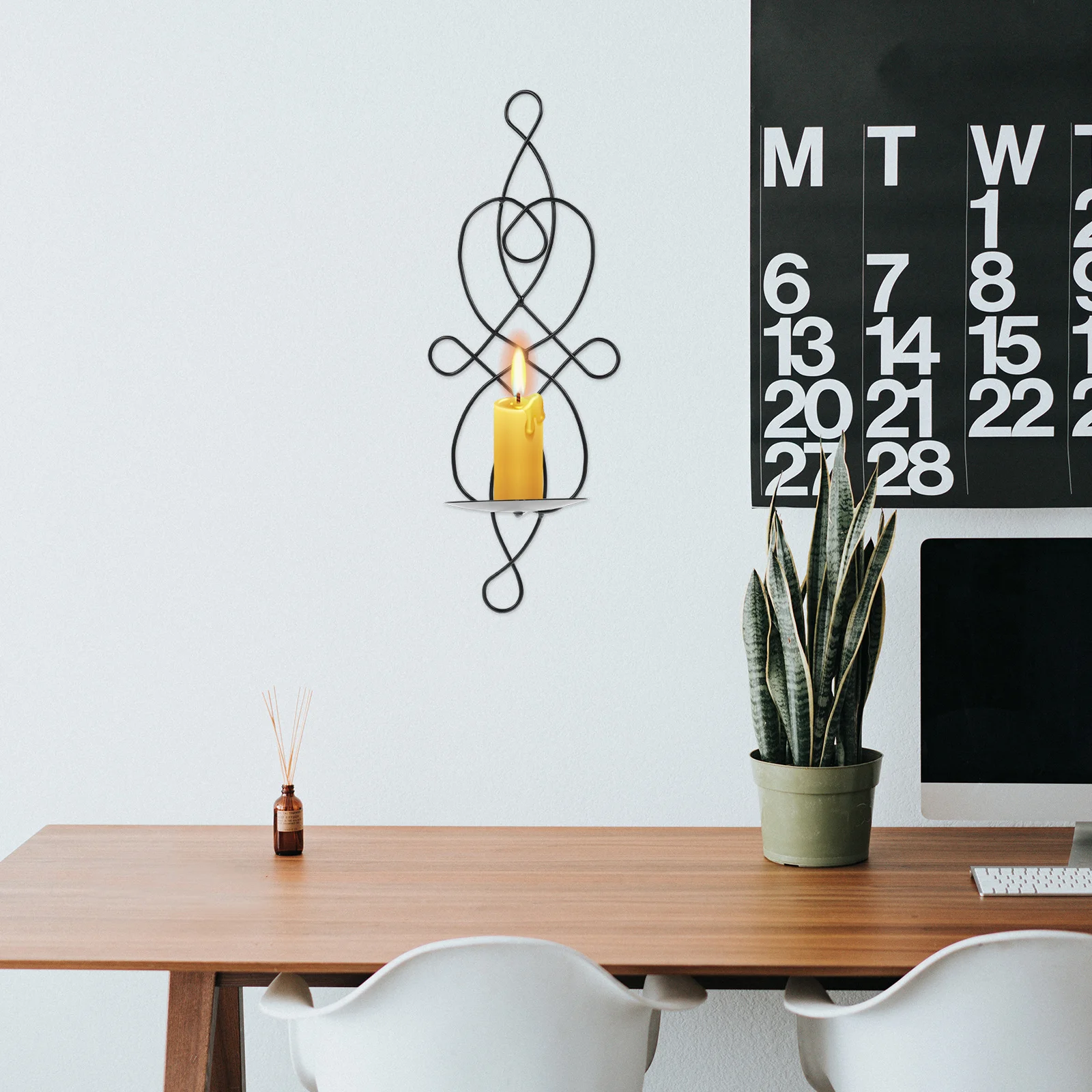 

1 set 1 Set Iron Art Holder Wall Hanging Stick Decorative Metal Ornament Home Romantic Tea Light Wall Sconce