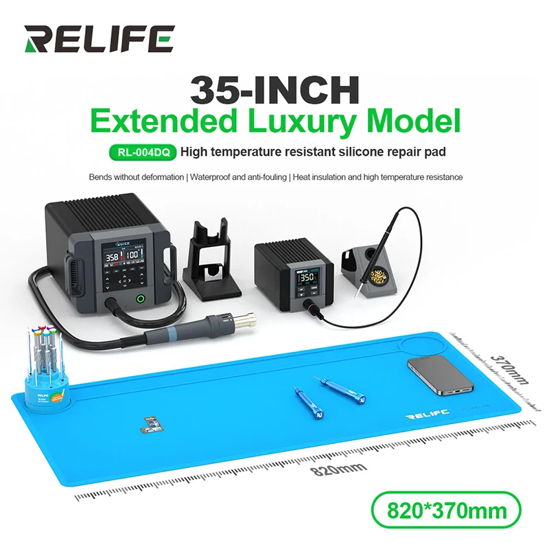 RELIFE RL-004DQ 35 Inch Silicone Repair Mat Heat Resistant Waterproof Anti-Fouling Flexible Soldering Work Pad for Phone Repairs