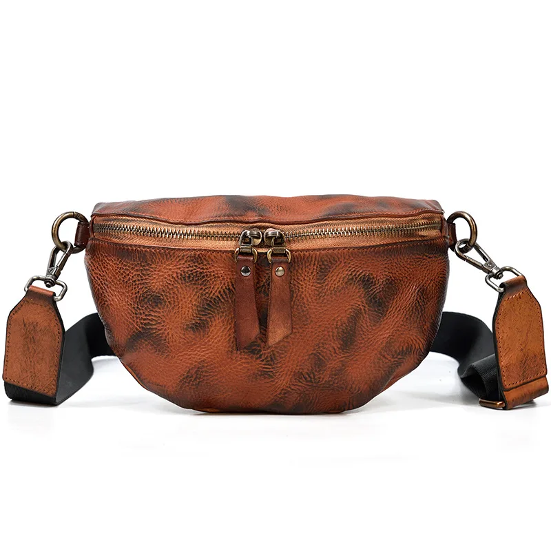 

Women's Vintage Genuine Leather Sling Bag Hand-Painted Tanned Vegetable Leather Crossbody Minimalist & Compact Design