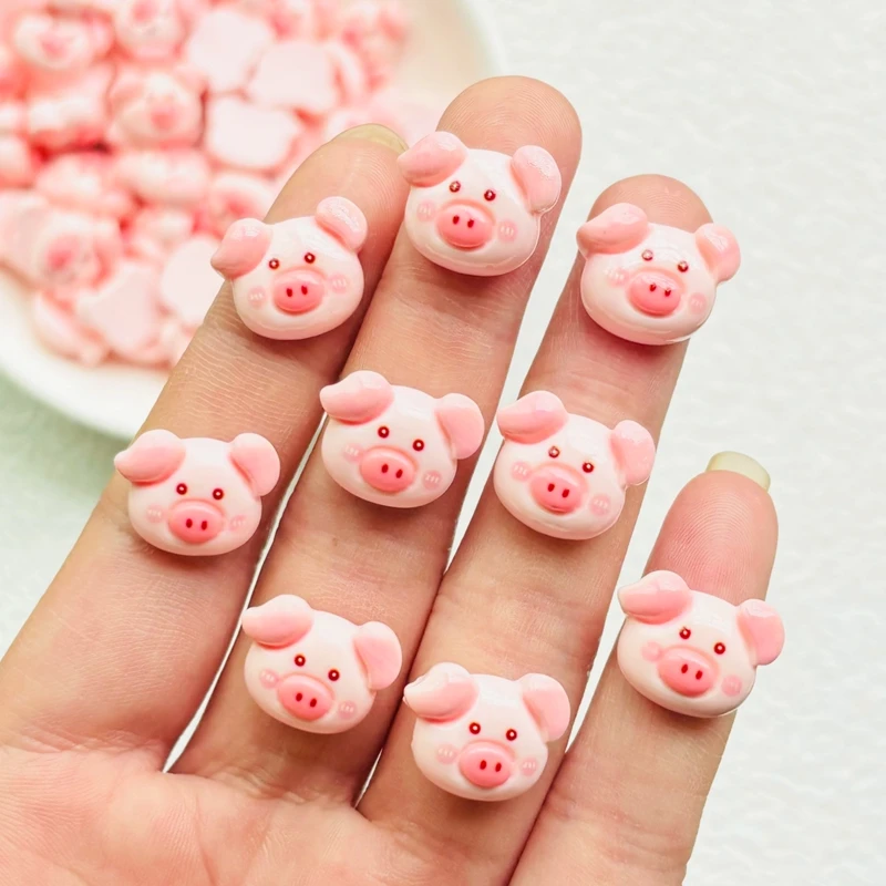 20 Pcs Cute Mini Cartoon Animal Piglet Resin Figurine Crafts Ornament Jewelry Manicure Hairpin Making Accessories