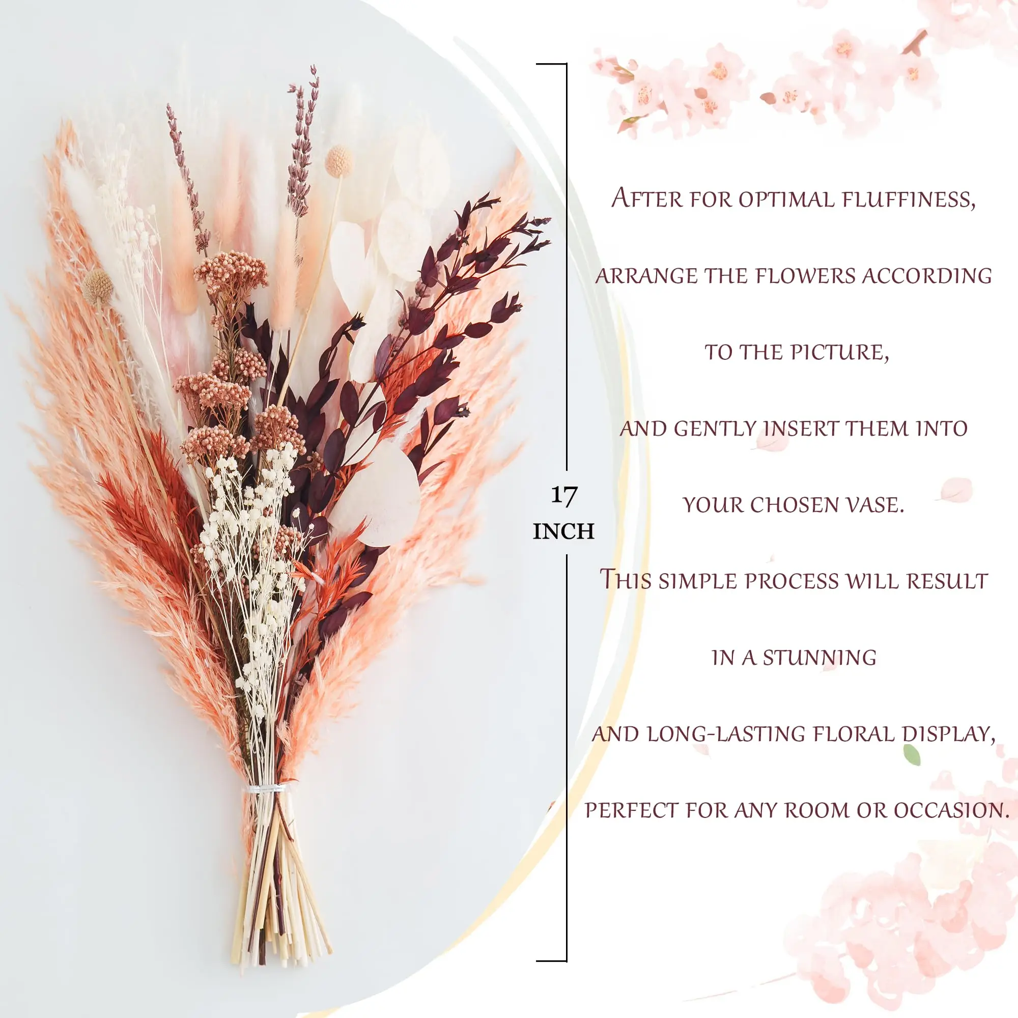 Fall Decor Pampas Grass Bouquet สําหรับ Boho Decor, Pampas Grass Decor ดอกไม้ช่อดอกไม้การจัดดอกไม้, ห้อง, ตกแต่งงานแต่งงาน