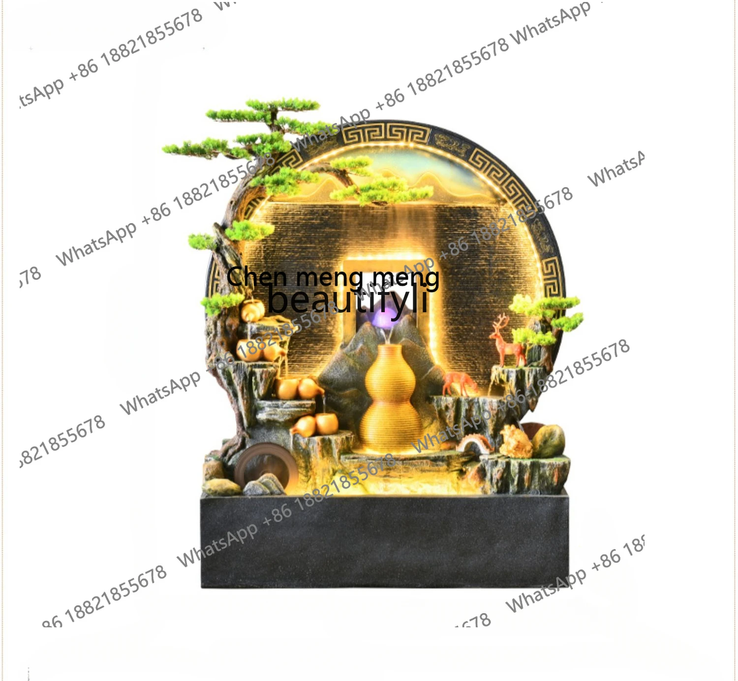 

X Water curtain wall rockery fountain ornament, running water screen, living room entrance floor decoration feng shui wheel