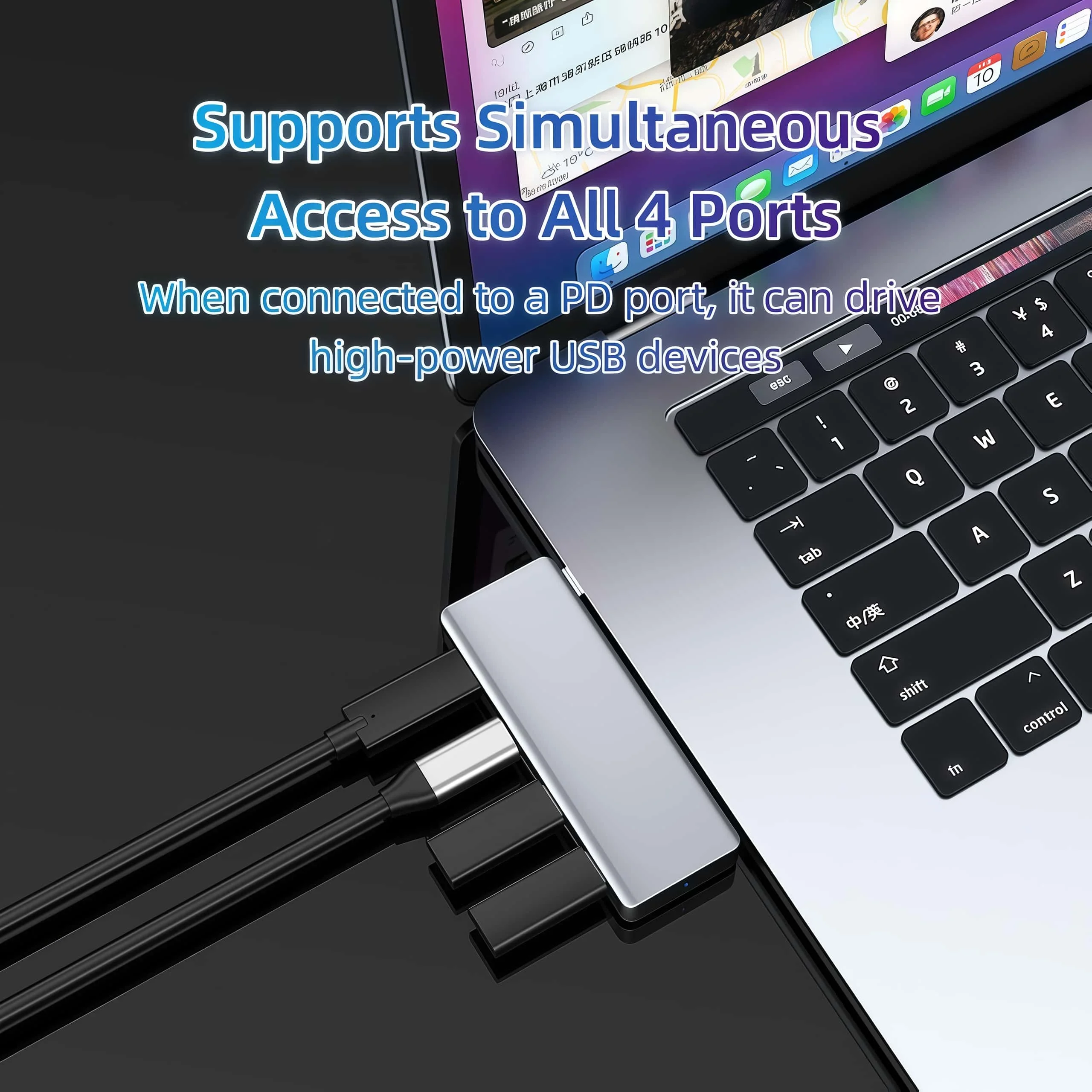 Hub USB C 4 ports 3.2 Gen 2 10Gbps PD 100W Type C répartiteur avec charge 4 en 1 USB C à Type C pour MacBook Pro ordinateur portable iPad téléphone