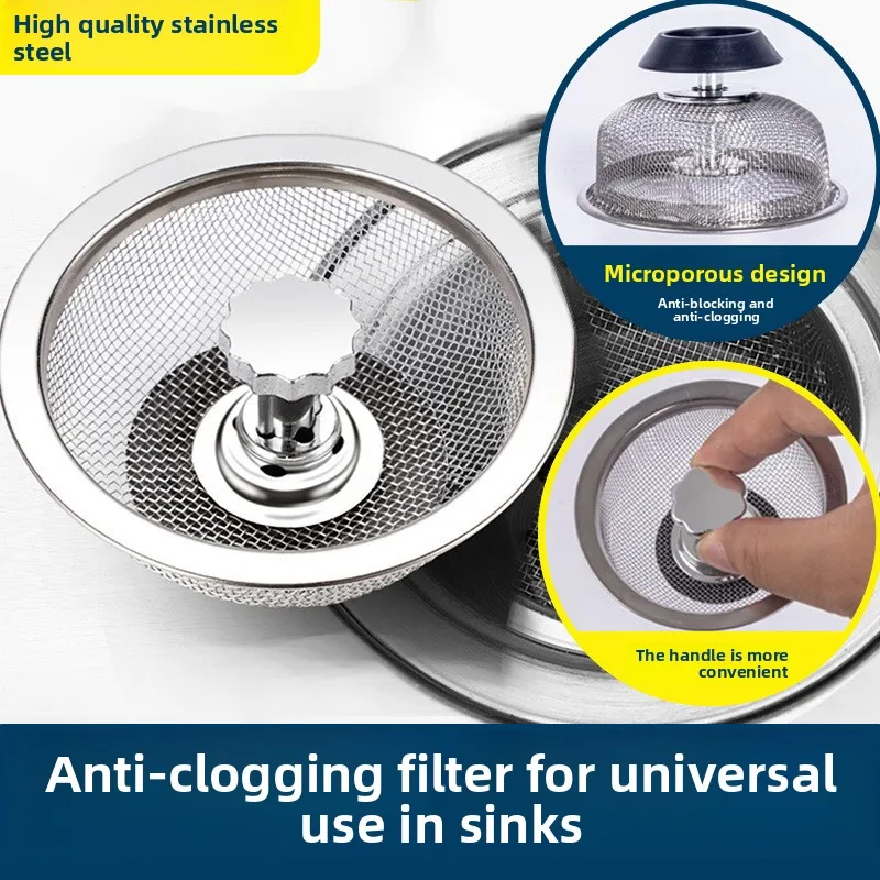 

1/3/5pcs Stainless Steel Kitchen Sink Mesh Strainer Vegetable Washing Residue Filter Sewer Drain Waste Catcher Sink Hole Basket