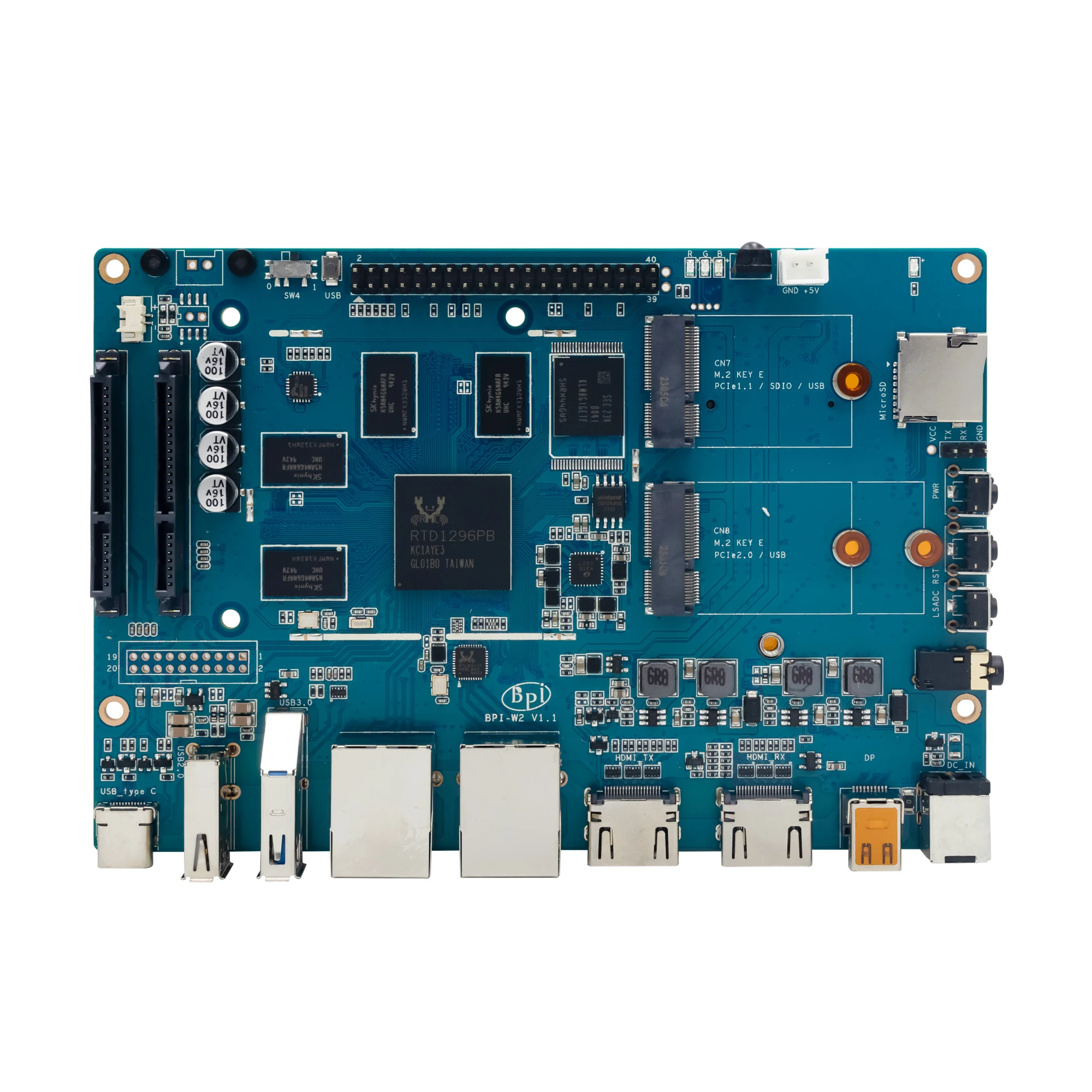 Banana Pi BPI-W2 Realtek RTD1296 Quad-core Mali T820 MP3 GPU 2G DDR4 With TF SIM Card native SATA 8G eMMC Single Board Computer