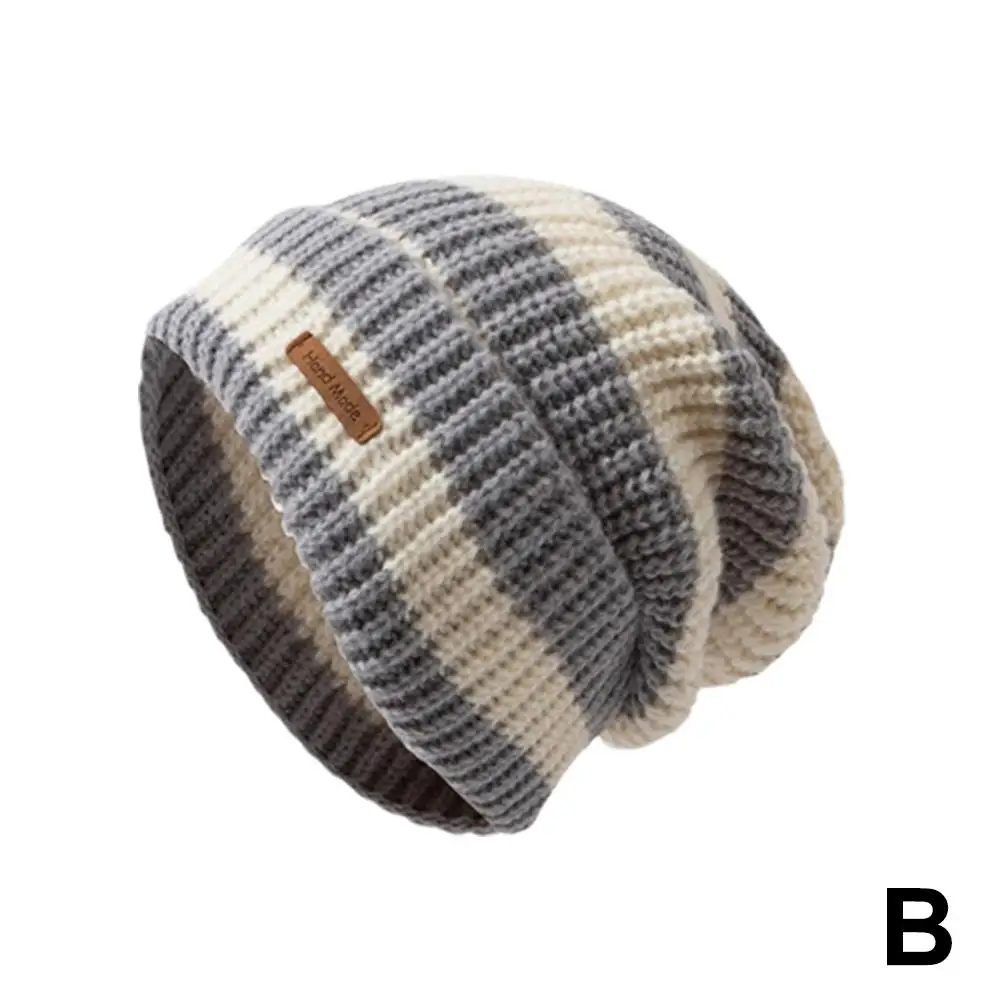 Bonnet unisexe à rayures empilables pour hommes et femmes, chapeaux chauds, casquettes décontractées, bonnets féminins, Hip Hop, hiver, nouveau, 2025, F8S0