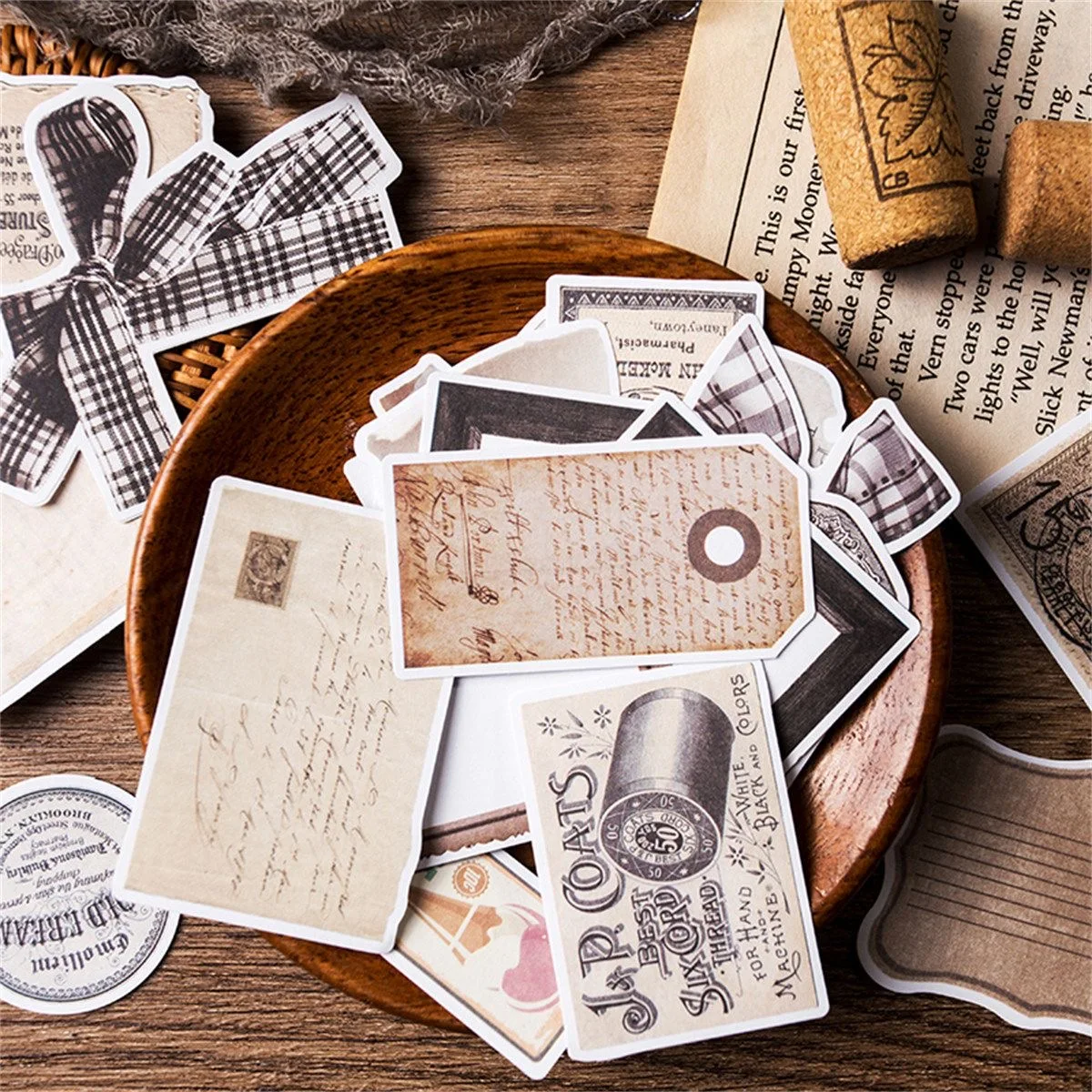 20 English Bow European Style Background Papers for Journals, DIY Collage, Base Decoration, Vintage Phone Case Stickers