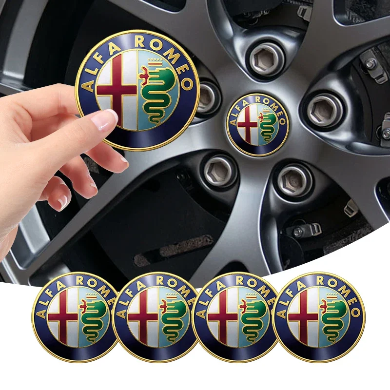 4Pcs Car Wheel Center Hub Caps Stickers Emblem Decal Waterproof For Alfa Romeo Giulia Stelvio MiTo Giulietta Tonale ALFA 4C