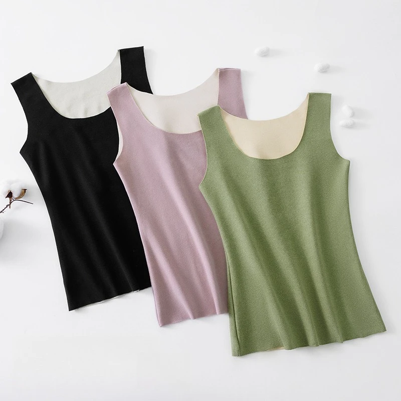 

New Warm Tank Top with Women's Velvet and No Trace De Velvet for Autumn and Winter Grinding Underwear for Body Shaping