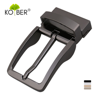 KOLBER New Reverse Belt Buckle for Men Zinc Alloy 3.5cm Pin Buckle Fashion Gold Belt Buckle for Trousers Male Accessories