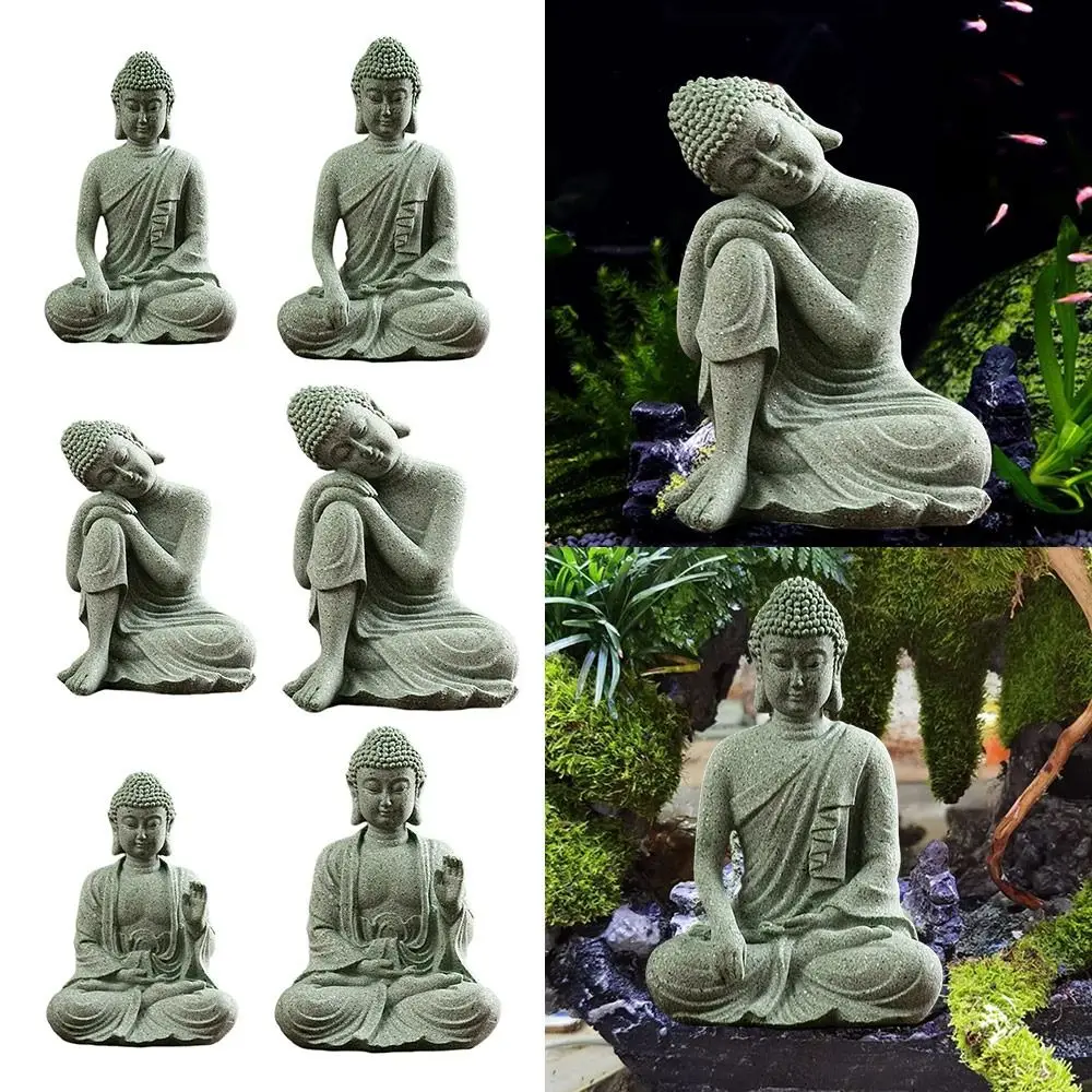 

Sandstone Buddha Fish Tank Decoration Micro Landscape Craft Buddha Zen Sculpture Meditation Buddha Fish Tank Statue