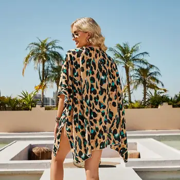 Copricostumi da bagno da donna, top larghi in chiffon con stampa, bikini da spiaggia, kimono, cardigan, camicette per costumi da bagno 10 best sales kimono di chiffon - №5