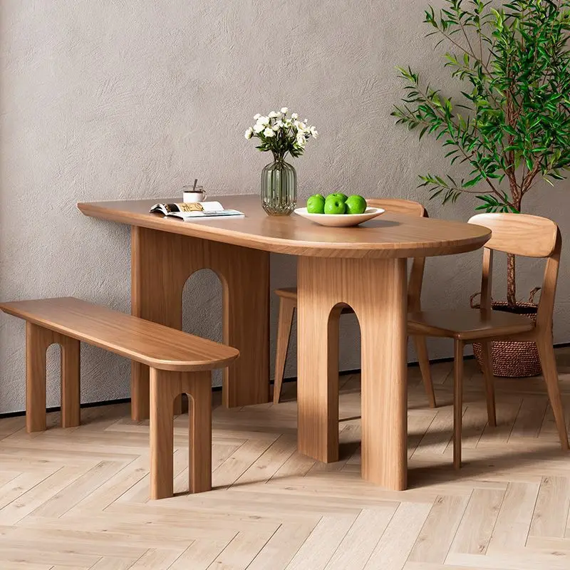 Nordic solid wood island dining table household small apartment against the wall semi-circular dining table simple living room l