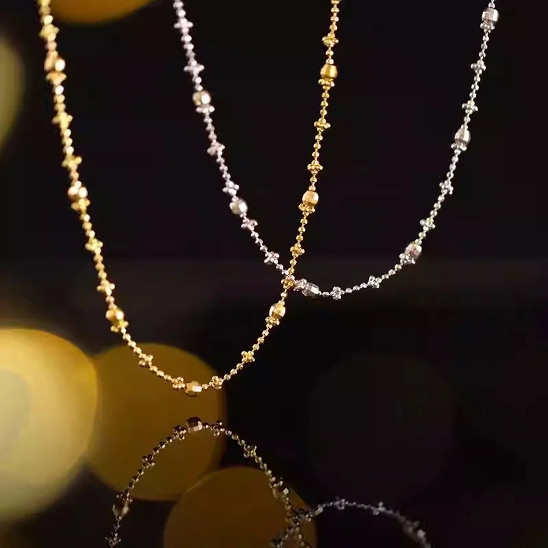 

18K gold fairy necklace Au750 gold non demolded collarbone chain light luxury temperament women's necklace boutique jewelry gift