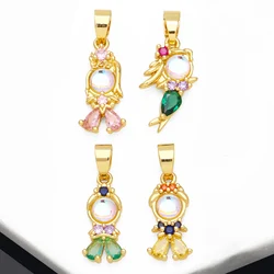 OCESRIO Waterdrop Crystal Cute Girl Pendant for Necklace Copper Gold Plated Cubic Zircon Boy DIY Jewelry Making Supplies pdtb359
