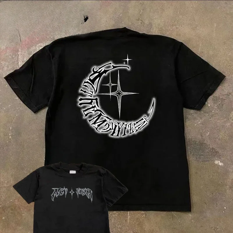 

Heavy 100_ Cotton Short-sleeved T-shirt Men's and Women's Summer American Versatile Niche Printed Clothes T-shirt