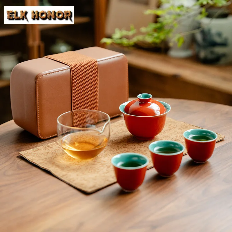 Forbidden City Red Good Fortune Tea Set Complete Set Handmade Tea Ceremony Set Teapot And Tea Cup Set Teaware Ornaments Supplies