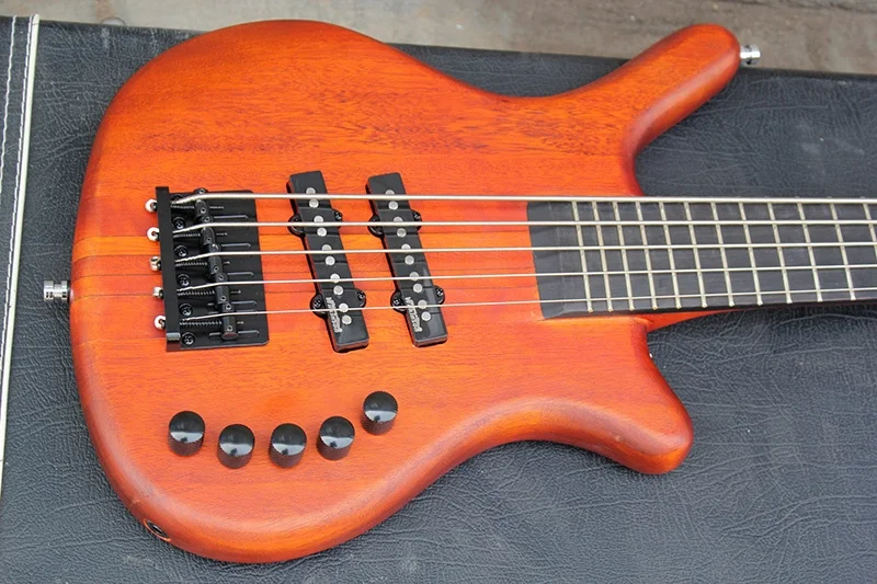 Flyoung Orange 5 Strings Electric Bass Guitar Profetional Bass Guitar