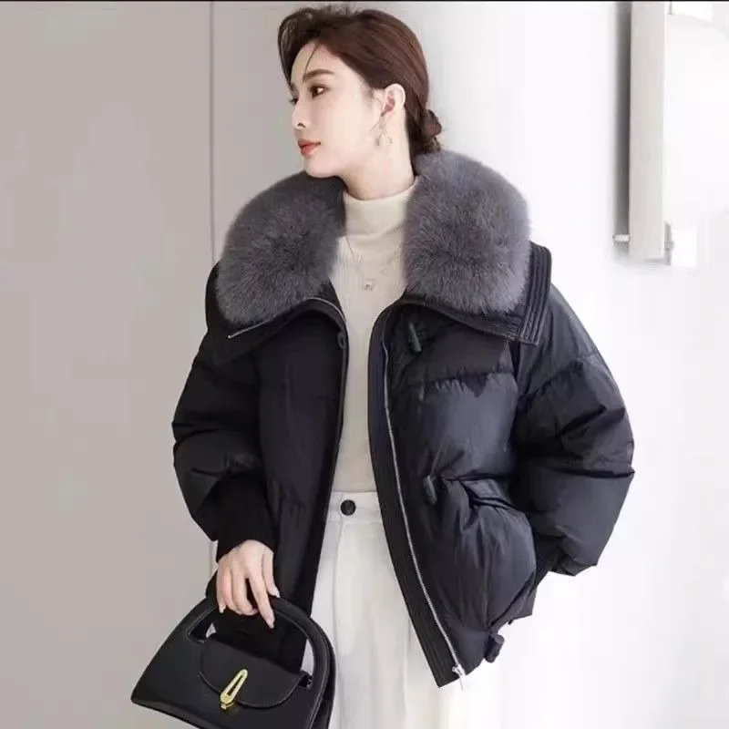 Winter Jackets Warm Parka Women Clothing Fur Collar Puffer Jacket Parka Trends Design Outerwear Snowwear Short Loose Coats Mujer