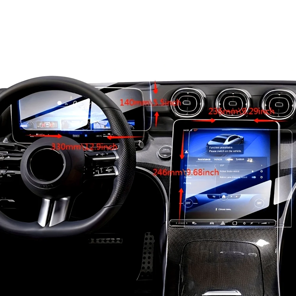 Tempered Glass Screen Protector Film For Mercedes Benz GLC 300 C Class 2022-2025 GPS Instrument Touch Screen Anti Scratch
