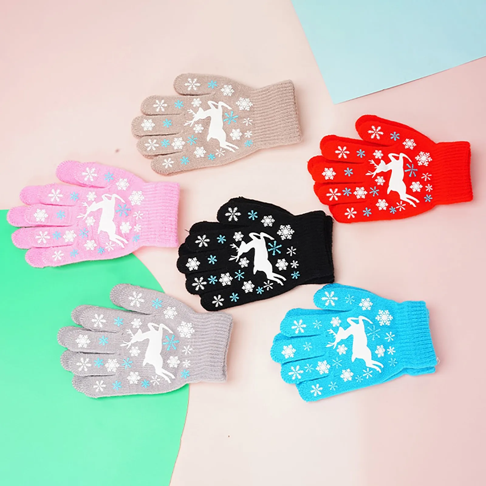 

Детские приятные для кожи перчатки, осенние и зимние удобные теплые разноцветные перчатки с милым мультяшным принтом оленя шапка детская