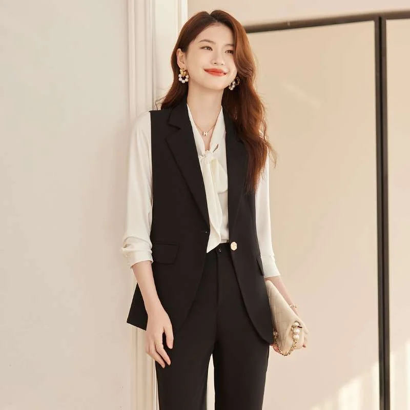 

Женский модный костюм, комплект жилета, свободная верхняя одежда, Cleanfit Sle, чистый льняной материал, офисный подходящий цветной дизайн