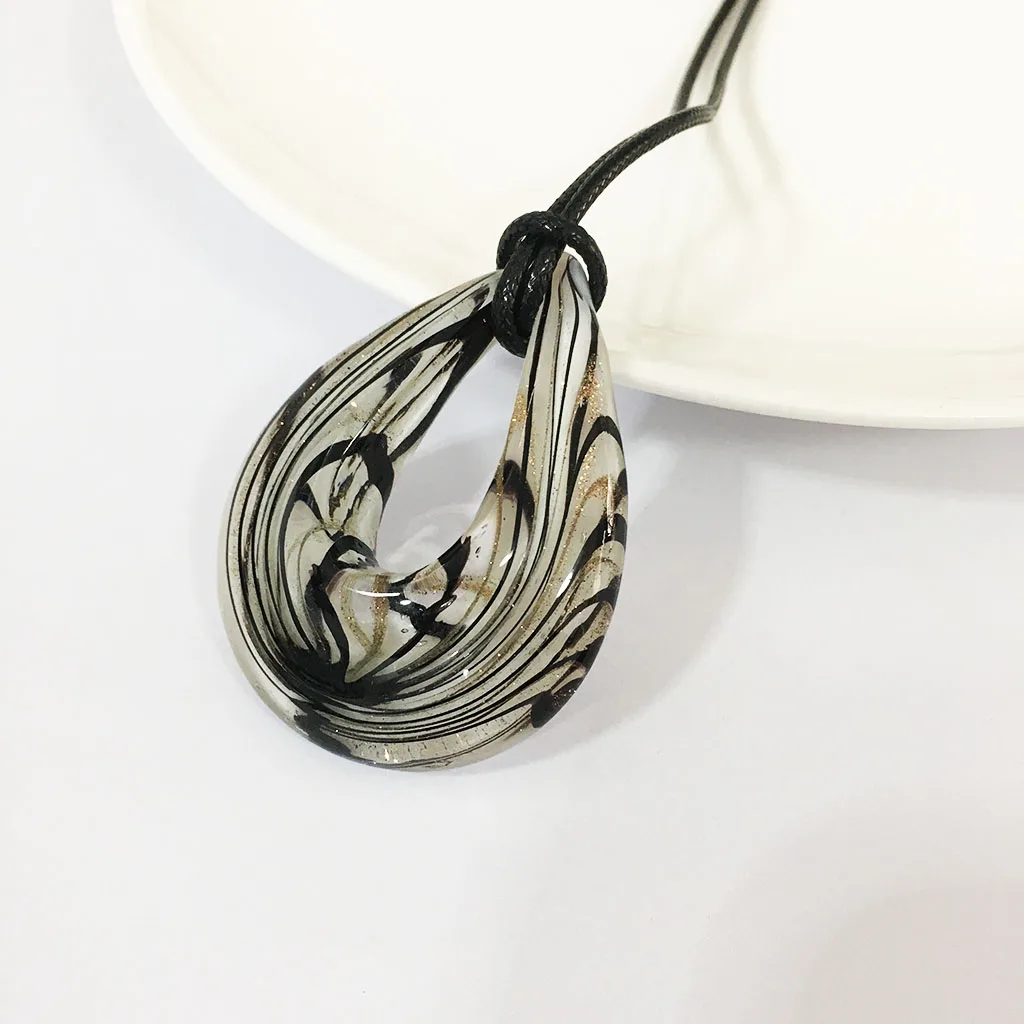 1PCS Glass Muran Pendant Necklace For Woman Jewelry Crystal Ornament  Blue Chinese Style Different Shapes Gift