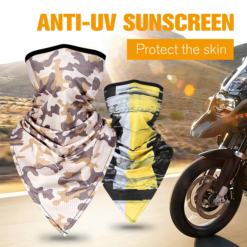 Motorcycle Mask Breathable Cross-country Mask Windproof Anti-UV Face Sun Protection Triangle Scarf Ventilation Polyester