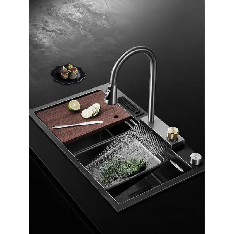 Water Tank Single Slot 304 Stainless Steel Kitchen Sink Large  Groove Household Nano Vegetable Washing Basin