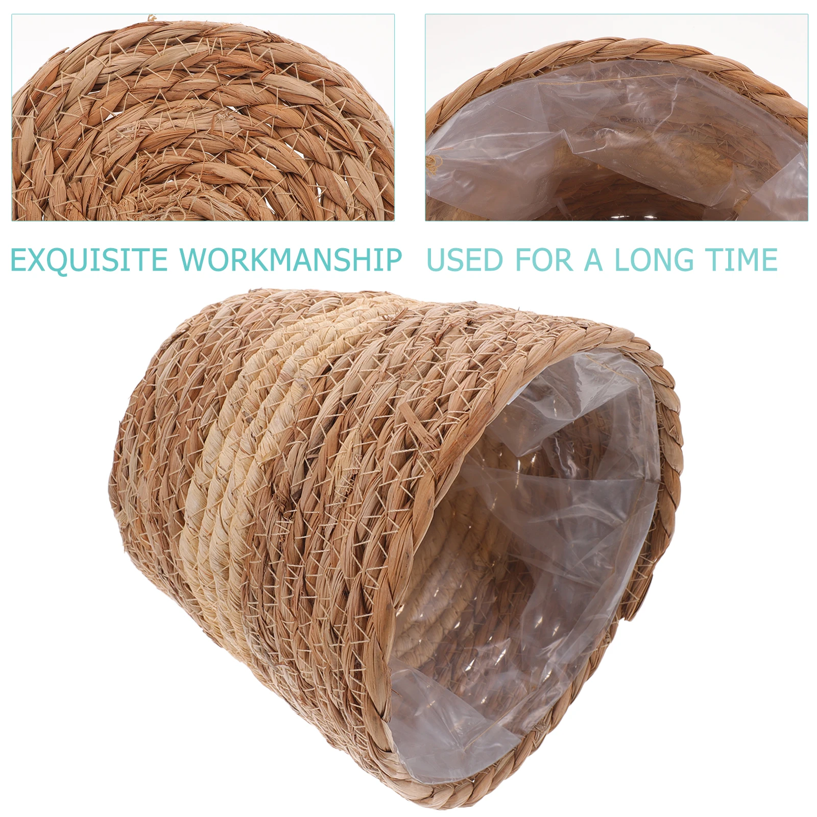 

Straw Woven Flower Pot 18cm Diameter Lightweight Home Decor Plant Basket Durable Planter Hand Woven Garden Indoor Storage