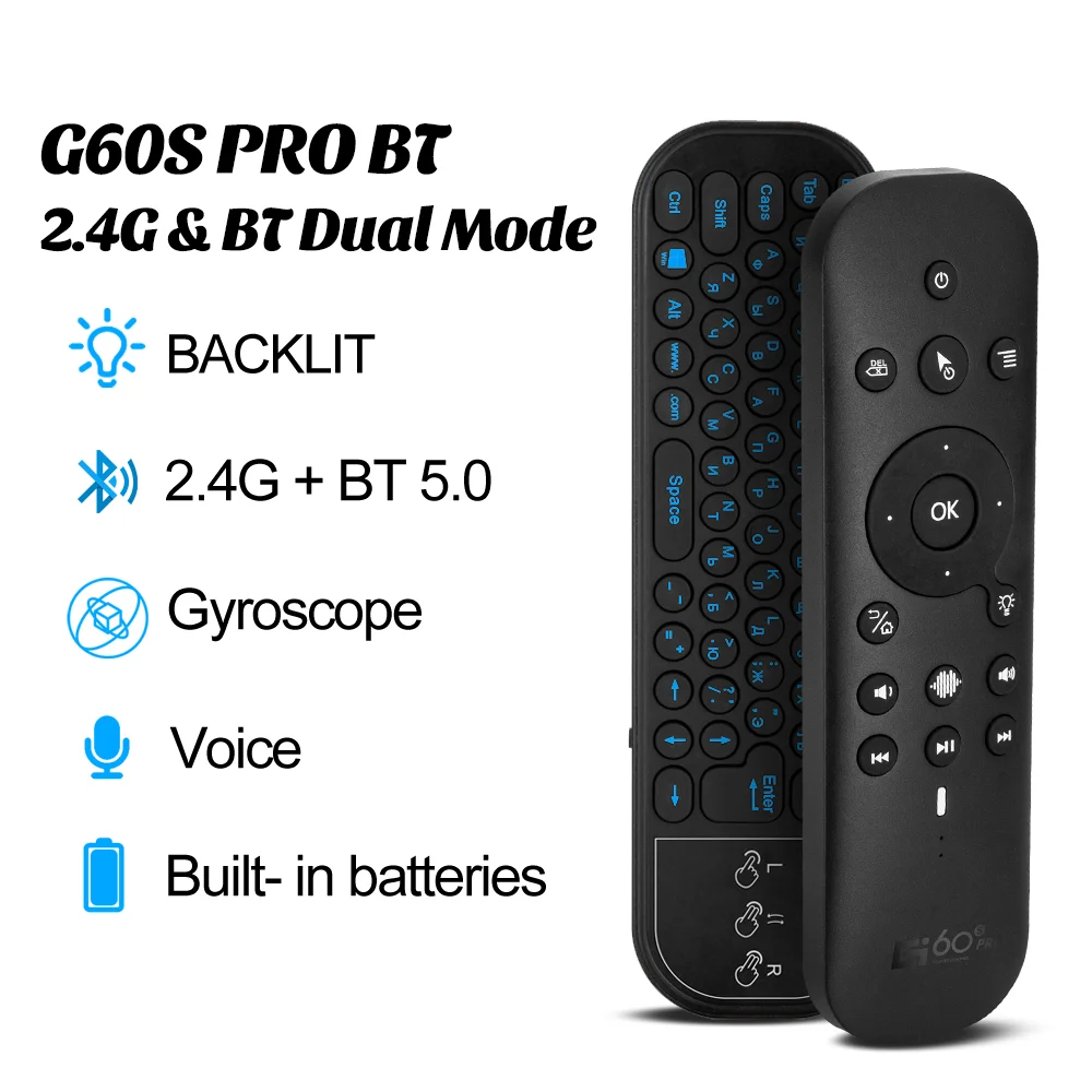 Original G60S PRO BT Remote Control Touch Panel 80 Keys 6-axis Gyro Air Mouse 2.4G BLE5.0 Dual Models Type C Charging G60SPRO RC