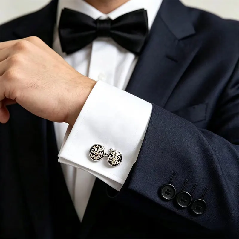 Creative Metal Round Cufflinks And Cuff Nails Diy Pattern Customized High-End British Men'S Suit Clothing Accessories