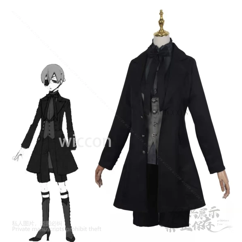 Anime Black Butler Anime Ciel Phantomhive Costumes Uniform Ciel Wig For Man Female Halloween Carnival Party Suit Cos Customized