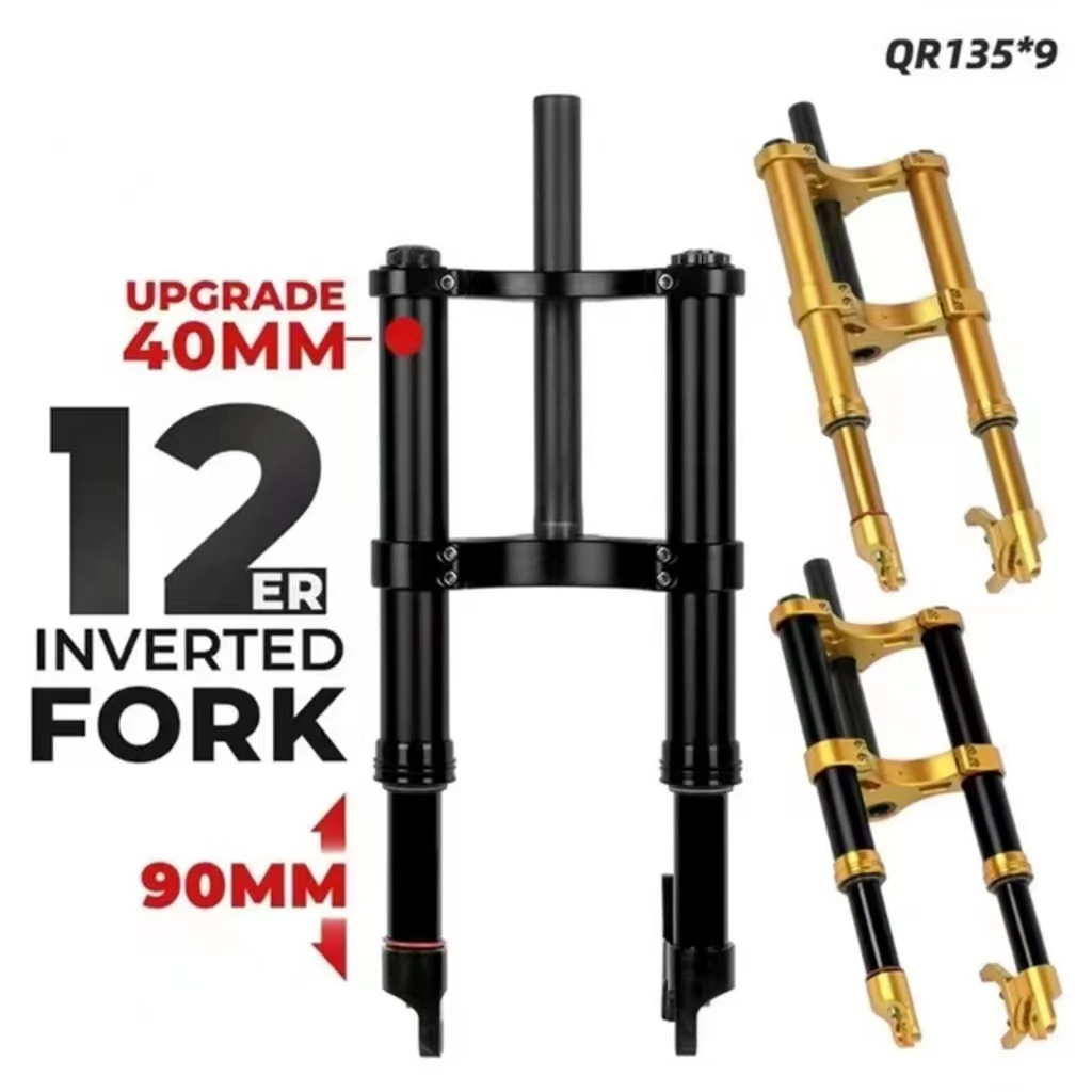 

Front Suspension Inverted Fork for Ebike, Snow Bike, Spring Oil, Quick Release, 12*4.0 Tire, Upside Down, 135*9mm