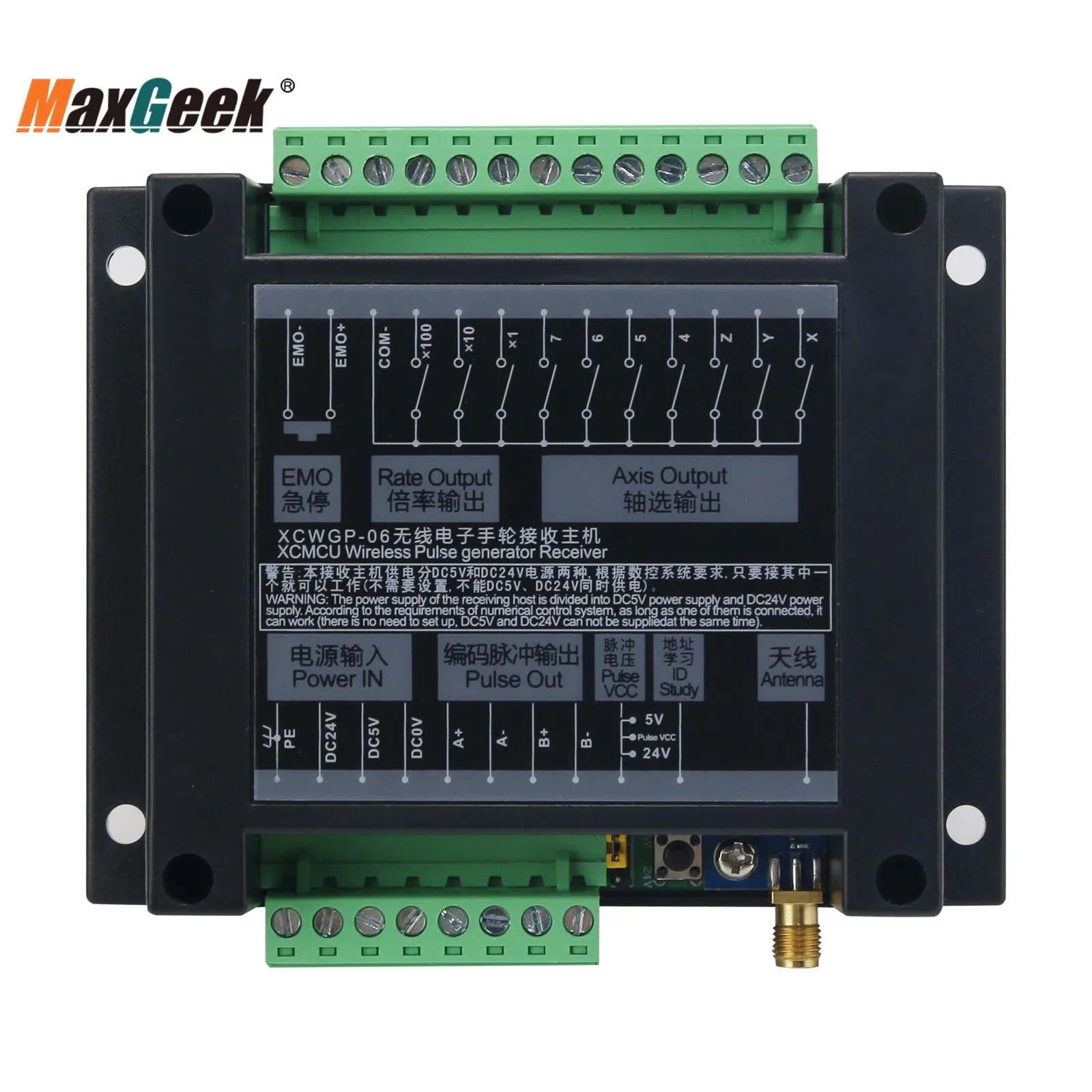 Imagem -04 - Maxgeek-gerador de Pulso Manual sem Fio Unidade de Punho Cnc Mpg Função de Parada de Emergência Xcwgp06