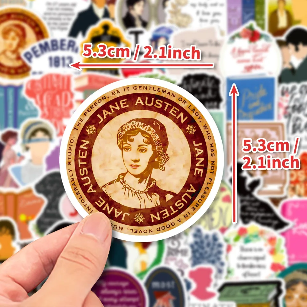 10/50Pcs Jane Austen Art Writer Sticker Personalized Collection Decoration Clipbook Luggage Book Desk English Phrases Gift Toys