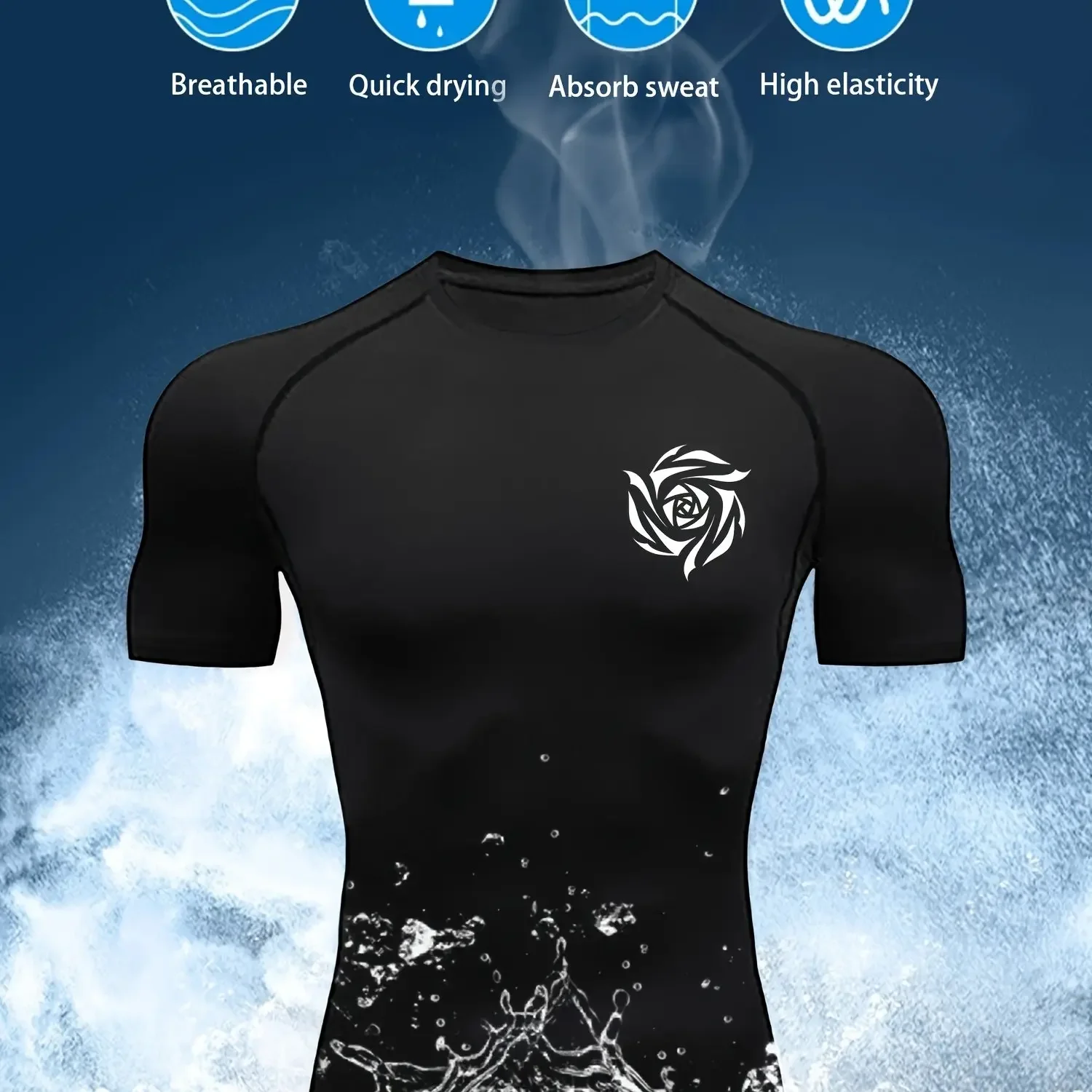 New men's and women's fitness clothes, new rose thorn print, elastic fitness shaping, suitable for fitness running and yoga