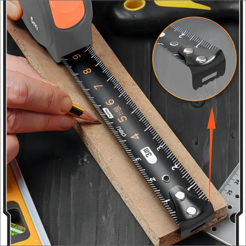 ديلي 5 متر الصلب الشريط التدابير الذاتي قفل لينة المطاط المضادة للانزلاق النجارة المنزلية المحمولة أداة قياس 19 مللي متر أدوات قياس