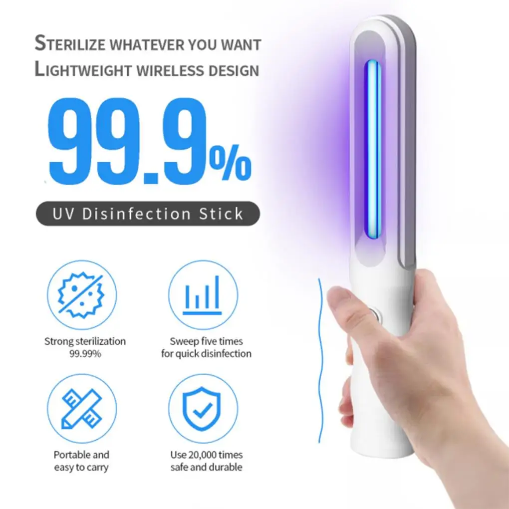 Handheld Household UVC Lamp Portable UV Travel Wand Ultraviolet Light Stick Bar