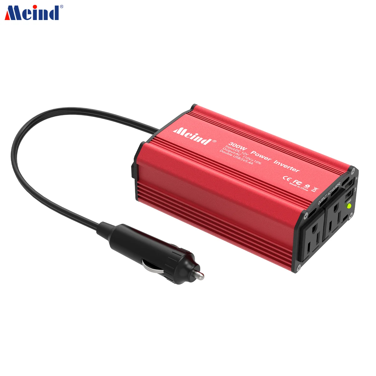 MEIND 300W Power Inverter DC 12V a AC 110V Inverter per auto con adattatore per auto Dual USB 5.4A