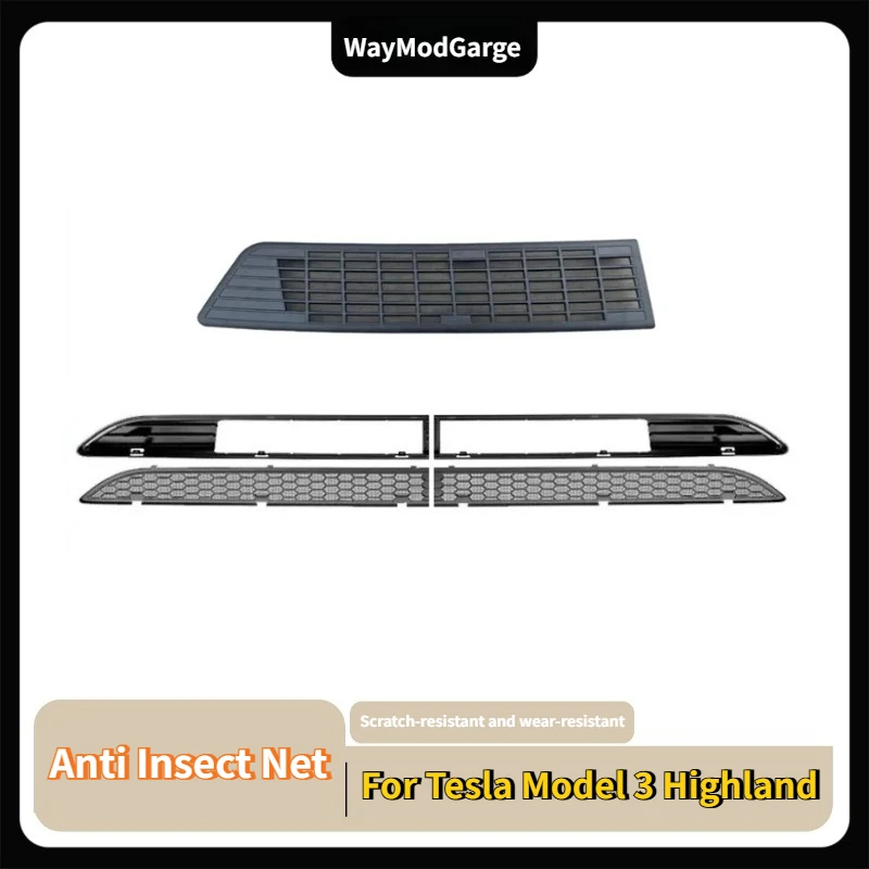 For Tesla Model 3 Highland 2024-2026 Inner Vent Grille Front Lower Bumper Anti Insect Net Mesh Air Inlet Anti Dust Proof Cover