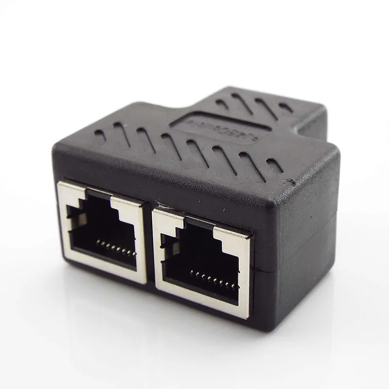 1 To 2 Ways Network Connector Network Cable Female Distributor Ethernet Network RJ45 Splitter Extender Plug Adapter C For Laptop