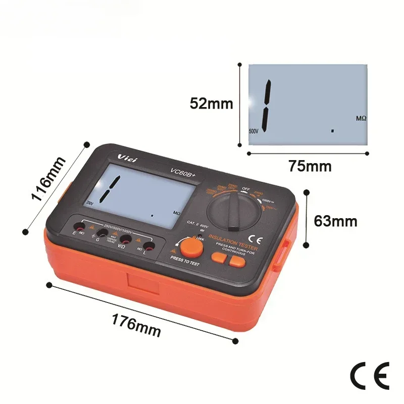 VC60B + العزل الرقمي Res ist ance Tester LCD 1000V Insula tion 0-2000M أوم عالية V oltage إنذار إدخال ماس كهربائى