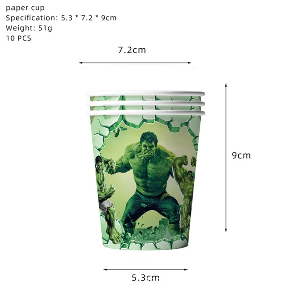 Avengers Hulk Theme Birthday Superhero Disposable Cup Plate Napkin Balloon Boy Girl Children Birthday Baby Shower Decor Supplies