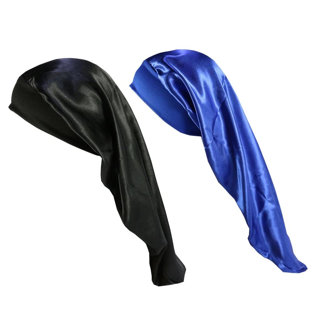 

2Pcs Bath Cap Elastic Night Sleep Women Hat Sleep Hair Hat Dreadlocks Braids Silky Polyester Hair Wrap
