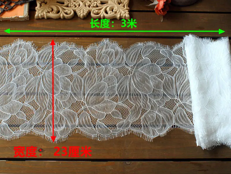 3m long 23cm wide Perspective thin style eyelashes lace diy lace mesh gauze lace fabric