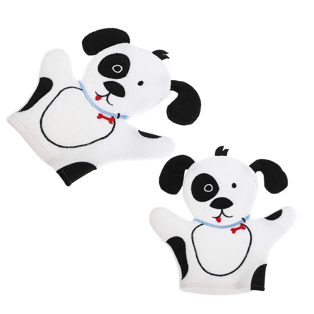 

2Pcs Kids Bath Gloves Cartoon Dog Soft Exfoliating Shower Scrubber Fun Washcloths Bath Accessories Gentle Body Scrub