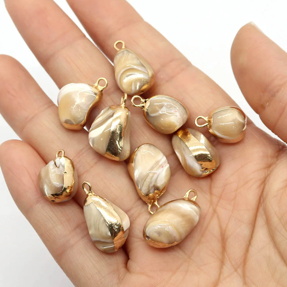 1pc Women\'s Irregular Pendant Natural Mother of Pearl Double Hole Connector Necklace and Bracelet Crafted Jewelry Accessories